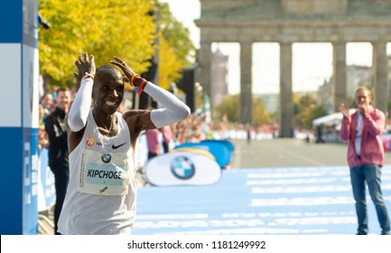 Berlin, Germany, 2018-09-16:  Eliud Kipchoge Smashes World Record At The Berlin-Marathon - 2:01:39h
