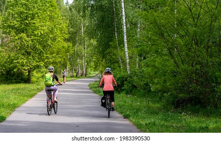 Berlin, Germany, 2021, May, 25, Two Women On Their Bike Tour In The Beautiful Landscape In And Around Berlin