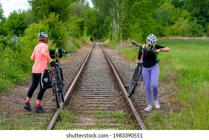 Berlin, Germany, 2021, May, 25, Two Women On Their Bike Tour In The Beautiful Landscape In And Around Berlin