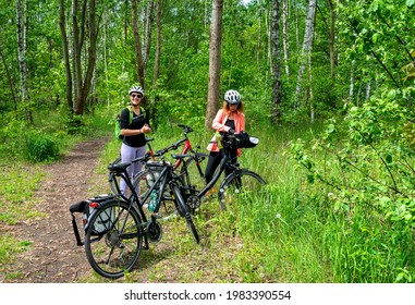 Berlin, Germany, 2021, May, 25, Two Women On Their Bike Tour In The Beautiful Landscape In And Around Berlin