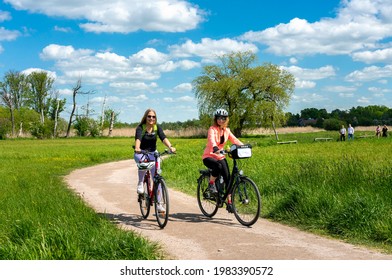 Berlin, Germany, 2021, May, 25, Two Women On Their Bike Tour In The Beautiful Landscape In And Around Berlin