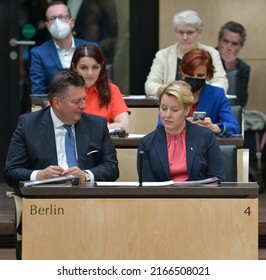 Berlin, Germany, 2022-06-10: Representatives Of The Berlin Senate At The Bundesrat With Mayor Franziska Giffey In The Front Row