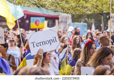 Berlin, Germany 24 August 2022: Peaceful March Of Ukrainians Through Berlin On Ukraine's Independence Day