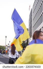 Berlin, Germany 24 August 2022: Peaceful March Of Ukrainians Through Berlin On Ukraine's Independence Day