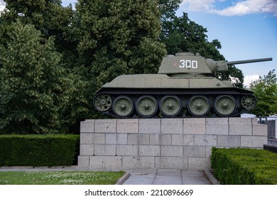 Berlin, Germany  28 June 2022,  A Red Army T-34 Tank At The Soviet War Memorial In Berlin Tiergarten