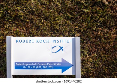 Berlin GERMANY 3.27.2020 Robert Koch Institute, Germany’s Premiere Public Health Organization. Essential In The Identification, Surveillance And Prevention Of Infectious And Contagious Diseases.