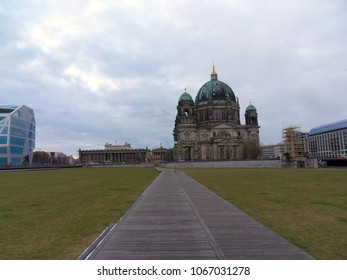 Berlin, Germany - April 11, 2012: The Schloßplatz Nice Park Area, In Front Of The Cathedral, On The Site Of The Berlin Castle