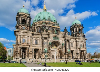 BERLIN, GERMANY - APRIL 20, 2016: Berlin Cathedral (Berliner Dom) - famous landmark on the Museum Island in Mitte district of Berlin. It was built between 1895 and 1905.