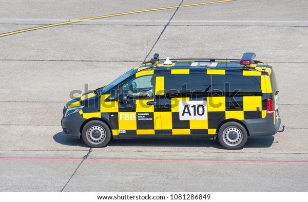 Berlin Germany - April 21. 2018: airport service\
car at Berlin Tegel\
Airport