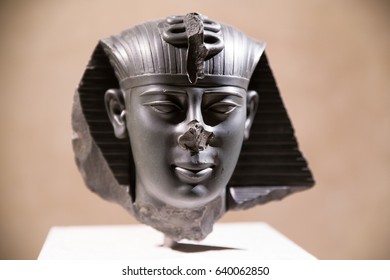 BERLIN, GERMANY - APRIL 7: Head Of A Statue Of King Amasys In Egyptian Museum On April 7, 2017 In Berlin