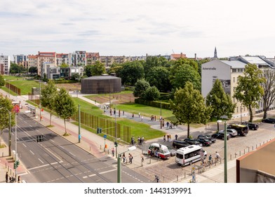 Berlin, Germany - August 10, 2017: Aerial View Of Berlin Wall Memorial, An Open Public Museum Commemorating Division Of Berlin By The Wall And Resulting Victims. Symbol, Heritage & Tourist Attraction.