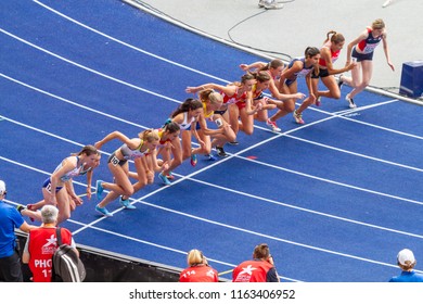 BERLIN, GERMANY- AUGUST 10, 2018: European Athletics Championships. 1500m Women Round 1