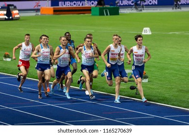 BERLIN, GERMANY- AUGUST 10, 2018: European Athletics Championships. 1500m Men Final