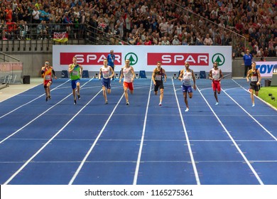 BERLIN, GERMANY- AUGUST 10, 2018: European Athletics Championships. 400m Men Final.