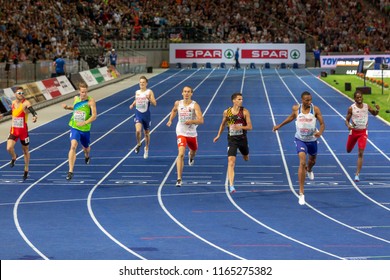 BERLIN, GERMANY- AUGUST 10, 2018: European Athletics Championships. 400m Men Final.