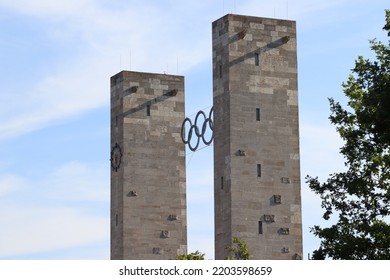 Berlin, Germany. August, 2022. Detail Of The Main Enrance Of Berlin's Olympia Stadium, Built For The 1936 Summer Olympics.