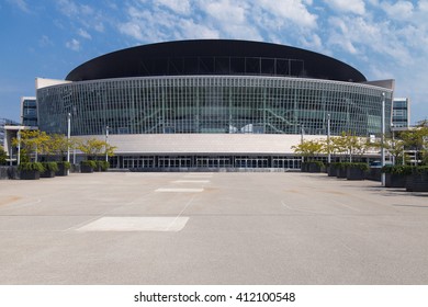 Berlin, Germany - August 8, 2015: Mercedes-Benz Arena, Formerly O2 World Arena, In Berlin, Germany. It Is The Site Of The 2016 Euroleague Final Four.
