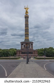 BERLIN GERMANY - CIRCA AUGUST, 2016: The Victory Column monument (Siegessäule) on the Great Star (Großer Stern) in the Tiergarten in Berlin. Berliners have given the statue the nickname Goldelse.