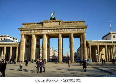 Berlin, Germany - Circa February 2019: View of the Brandenburg gate in Berlin
