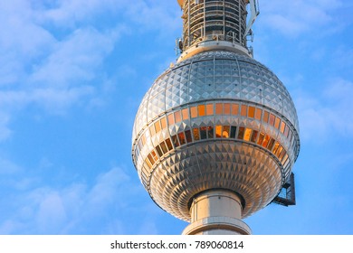 Berlin, Germany - December 10, 2017: Fragment Of Television Tower On Alexanderplatz In Berlin, Germany