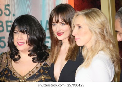 BERLIN, GERMANY - FEBRUARY 11: Dakota Johnson,  Sam Taylor-Johnson attend the 'Fifty Shades of Grey' premiere during the 65th Berlinale Festival at Zoo Palast on February 11, 2015 in Berlin, Germany.
