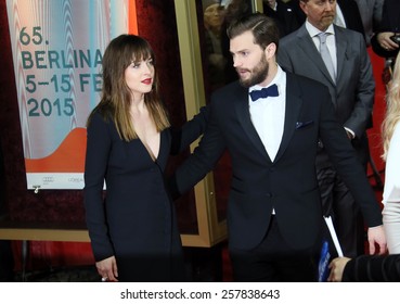 BERLIN, GERMANY - FEBRUARY 11: Jamie Dornan, Dakota Johnson  attend the 'Fifty Shades of Grey' premiere during the 65th Berlinale Film Festival at Zoo Palast on February 11, 2015 in Berlin, Germany.