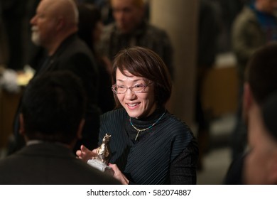 Berlin, Germany - February 17, 2017: Japanese Film Director Naoko Ogigami Is The Winner Of The Teddy Award For Best Documentary At 67th Berlinale International Film Festival At Zoo Palast