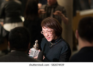 Berlin, Germany - February 17, 2017: Japanese Film Director Naoko Ogigami Is The Winner Of The Teddy Award For Best Documentary At 67th Berlinale International Film Festival At Zoo Palast