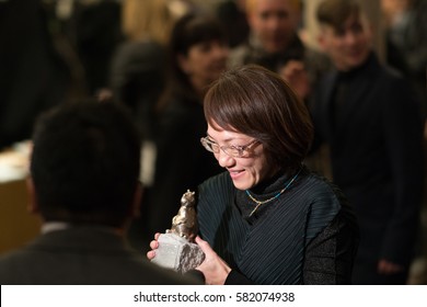 Berlin, Germany - February 17, 2017: Japanese Film Director Naoko Ogigami Is The Winner Of The Teddy Award For Best Documentary At 67th Berlinale International Film Festival At Zoo Palast