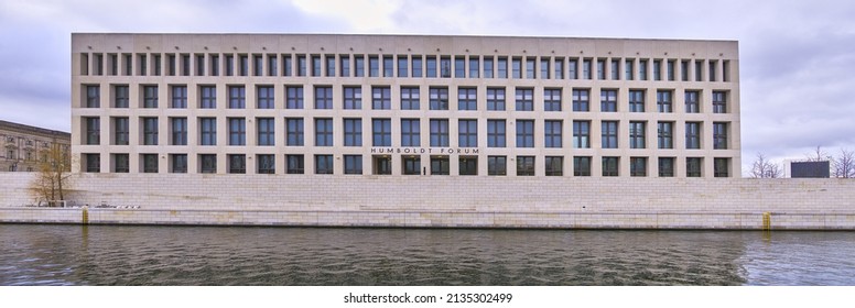 Berlin, Germany, February 26., 2022: Back Side Of Humboldt Forum With Modern Strict Facade