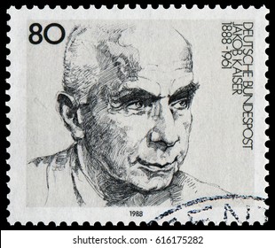 Berlin, Germany - Jan.14, 1988: Jakob Kaiser(1888-1961), German Politician And Resistance Leader During World War II. Stamp Issued In 1988 By German Post.