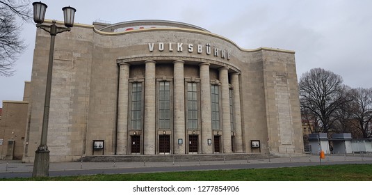 Berlin, Germany, January 1, 2019 - The Volksbühne Is A Theater In Berlin, Located In Berlin's City Center Mitte On Rosa-Luxemburg-Platz In What Was The GDR's Capital.