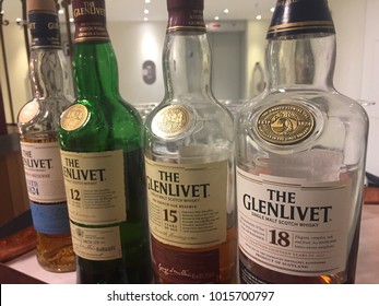 Berlin, Germany - January 27, 2018: Glenlivet single malt Scotch whisky bottle. The Glenlivet distillery is a distillery near Ballindalloch in Moray, Scotland that produces single malt Scotch whisky