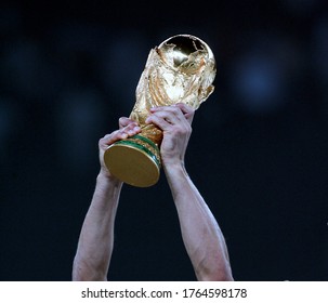Berlin, GERMANY - July 09, 2006: 
The FIFA World Cup trophy is raised 
during the 2006 FIFA World Cup Germany Final  
Italy v France at the Olympiastadion.