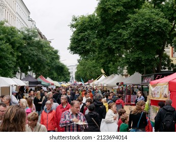 Berlin, Germany. July 1th, 2017. A crowd of people at the Bergmannstraßenfest (also known as the Kreuzberg-Festival), a three-day open air street festival along Bergmannstraße in Kreuzberg.