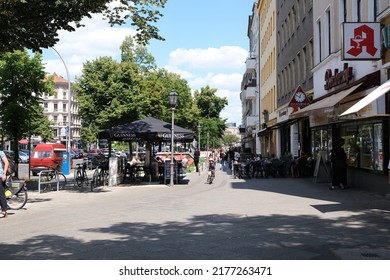 Berlin, Germany, July 2, 2022, Summer Street Scene On Mehringdamm In Kreuzberg,