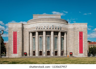 Berlin, Germany - July 2018:   The Facade Of The Volksbuehne (