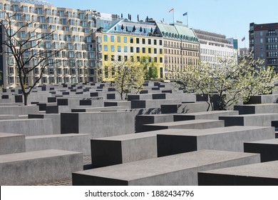 Berlin, Germany - July, 2020: The Holocaust Memorial In The Center Of The German Capital.