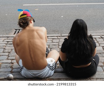 Berlin, Germany - July 23, 2022: Young Couple At Berlin Pride Parade 2022