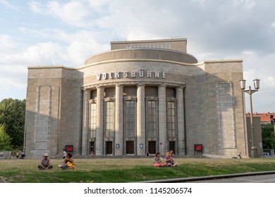 Berlin, Germany - July 8, 2018: Volksbühne Theater Located In Berlin's City Center Mitte On Rosa-Luxemburg-Platz In What Was The GDR's Capital