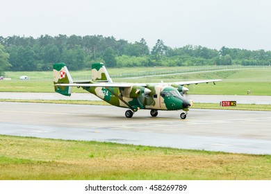 BERLIN, GERMANY - JUNE 01, 2016: A Short Takeoff And Landing (STOL) Aircraft PZL M28B/PT Skytruck. Polish Air Force. Exhibition ILA Berlin Air Show 2016