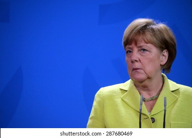 BERLIN, GERMANY - JUNE 1, 2015: German Chancellor Angela Merkel at a press conference before a meeting of the "European Round Table of Industrialists ERT", Chanclery.