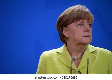 BERLIN, GERMANY - JUNE 1, 2015: German Chancellor Angela Merkel at a press conference before a meeting of the "European Round Table of Industrialists ERT", Chanclery.