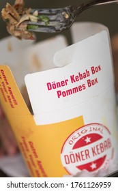 Berlin, Germany - June 15, 2020: Döner Kebab cardboard box 