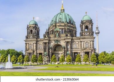 BERLIN, GERMANY - JUNE 16, 2014: Berlin Cathedral (Berliner Dom) - famous landmark on the Museum Island in Mitte district of Berlin. It was built between 1895 and 1905.