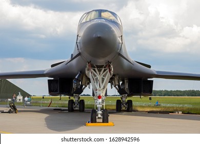 BERLIN, GERMANY - JUNE 2, 2016: US Air Force Strategic Bomber B-1B Lancer On Display At The Exhibition ILA Berlin Air Show.