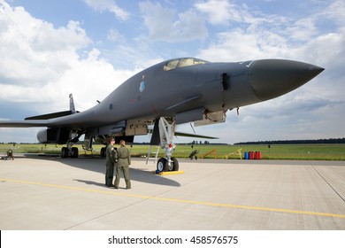 BERLIN, GERMANY - JUNE 2, 2016: US Air Force Strategic Bomber B-1B Lancer On Display At The Exhibition ILA Berlin Air Show 2016