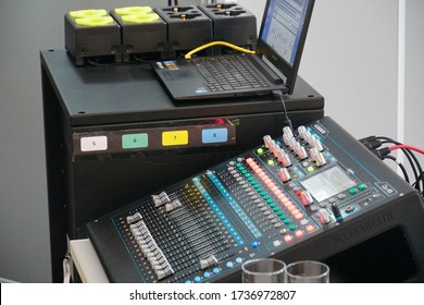 Berlin, Germany - June 20, 2019: Allen & Heath audio mixing console