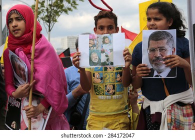 BERLIN, GERMANY - JUNE 3, 2015: Demonstrations Against The Visit Of Egyptian President Abdel Fattah El-Sisi In Germany.