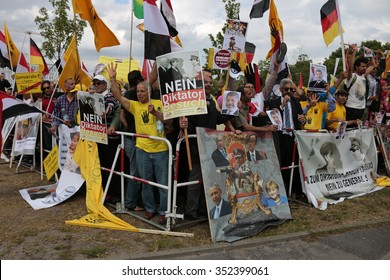 BERLIN, GERMANY - JUNE 3, 2015: People Attend The Demonstration Against The Visit Of Egyptian President Abdel Fattah El-Sisi In Berlin, Germany.